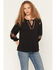 Image #1 - Shyanne Women's Gulch 3/4 Sleeve Embroidered Peasant Top, Black, hi-res