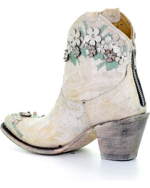 Image #10 - Corral Women's Floral Overlay Booties - Round Toe , , hi-res
