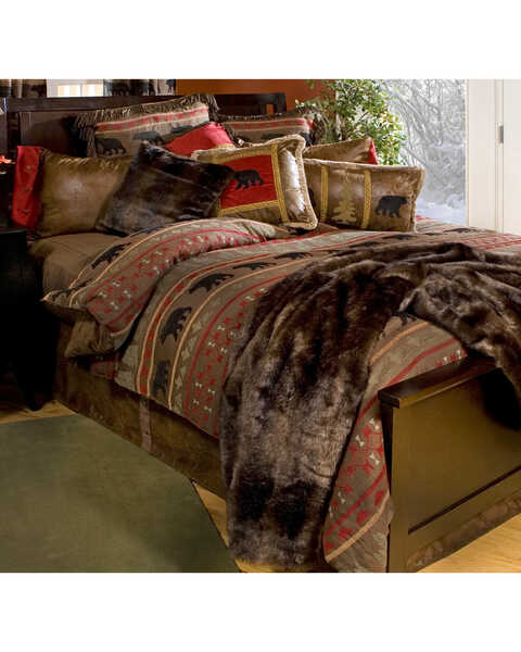 Image #1 - Carstens Bear Country King Bedding - 5 Piece Set, Red, hi-res