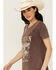 Image #2 - Blended Women's Austin Short Sleeve Graphic Midi T-Shirt Dress, Dark Brown, hi-res