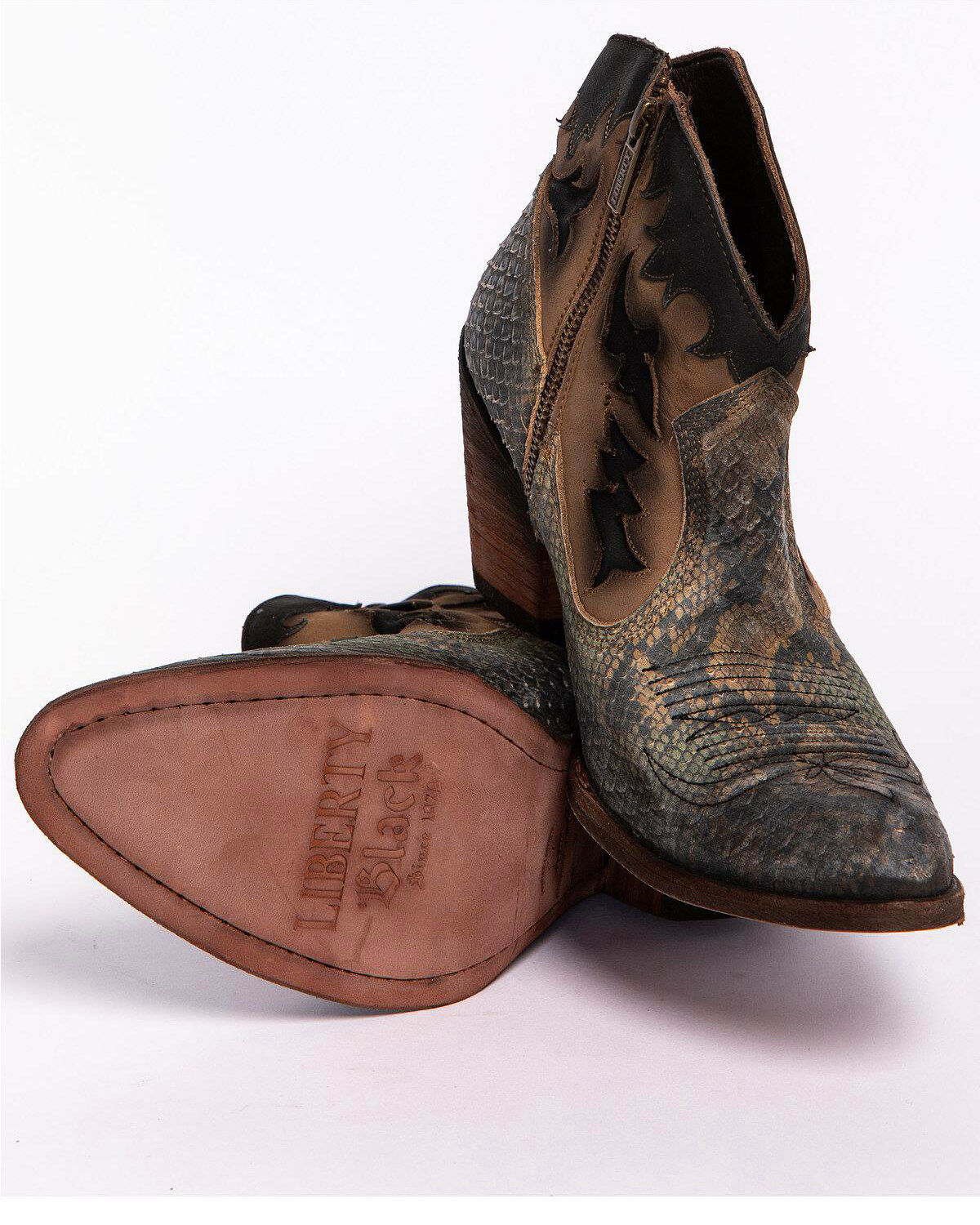 Image #5 - Liberty Black Women's Python Fileteado Verde Western Booties - Medium Toe, , hi-res