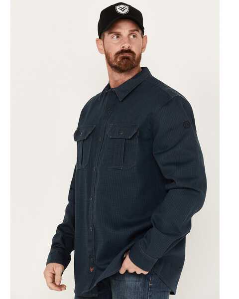 Image #2 - Hawx Men's FR Plaid Print Long Sleeve Button-Down Work Shirt - Big & Tall , Blue, hi-res