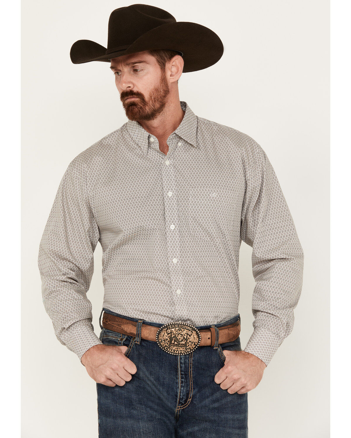 Image #1 - Resistol Men's Wyatt Octagon Long Sleeve Button-Down Shirt, , hi-res