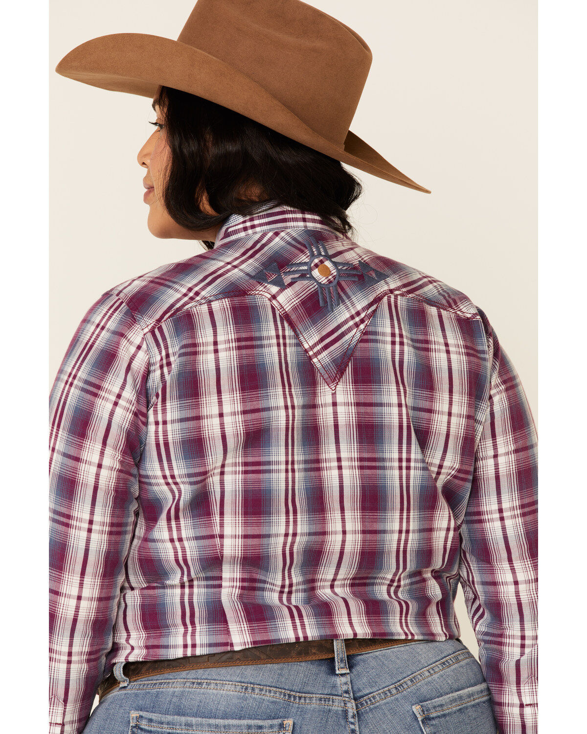 Image #5 - Ariat Women's Imperial Violet Stripe Incredible Long Sleeve Shirt - Plus, , hi-res