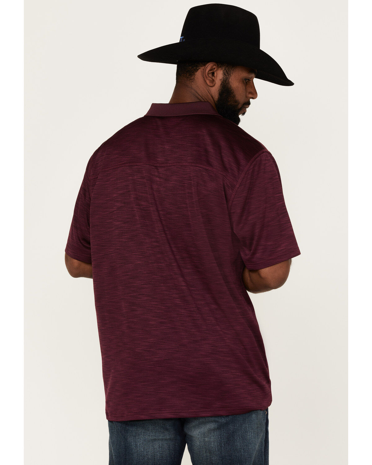 Image #4 - RANK 45® Men's Gazer Textured Solid Short Sleeve Polo Shirt, Purple, hi-res