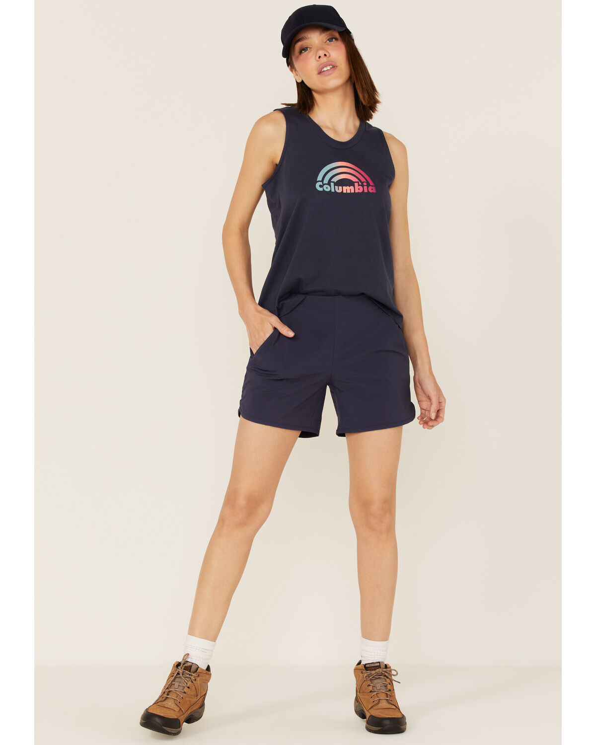 Image #2 - Columbia Women's North Cascades Logo Graphic Tank Top, Navy, hi-res