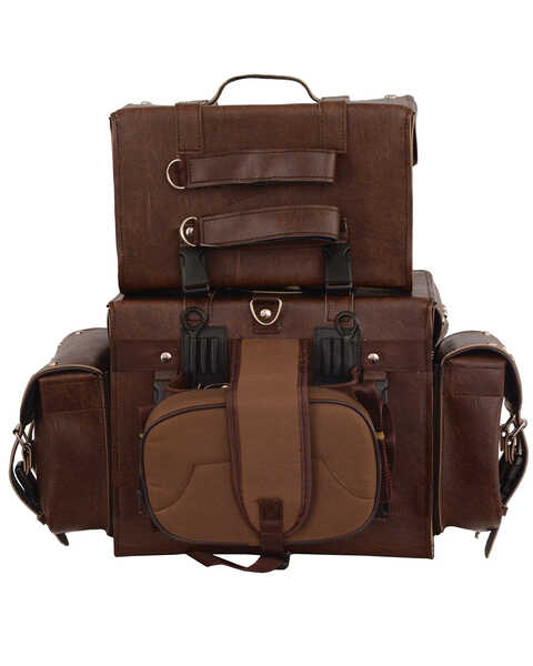 Image #3 - Milwaukee Leather Large Antique Four Piece Studded PVC Touring Pack With Barrel Bag, Brown, hi-res