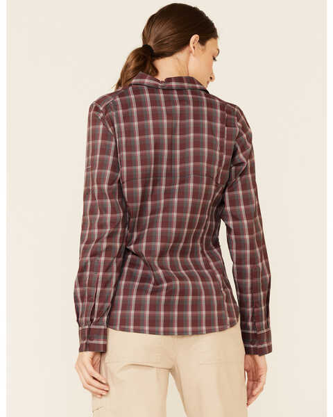 Image #4 - Columbia Women's Malbec Plaid Print Ridge Lite Long Sleeve Button-Down Western Shirt , Burgundy, hi-res