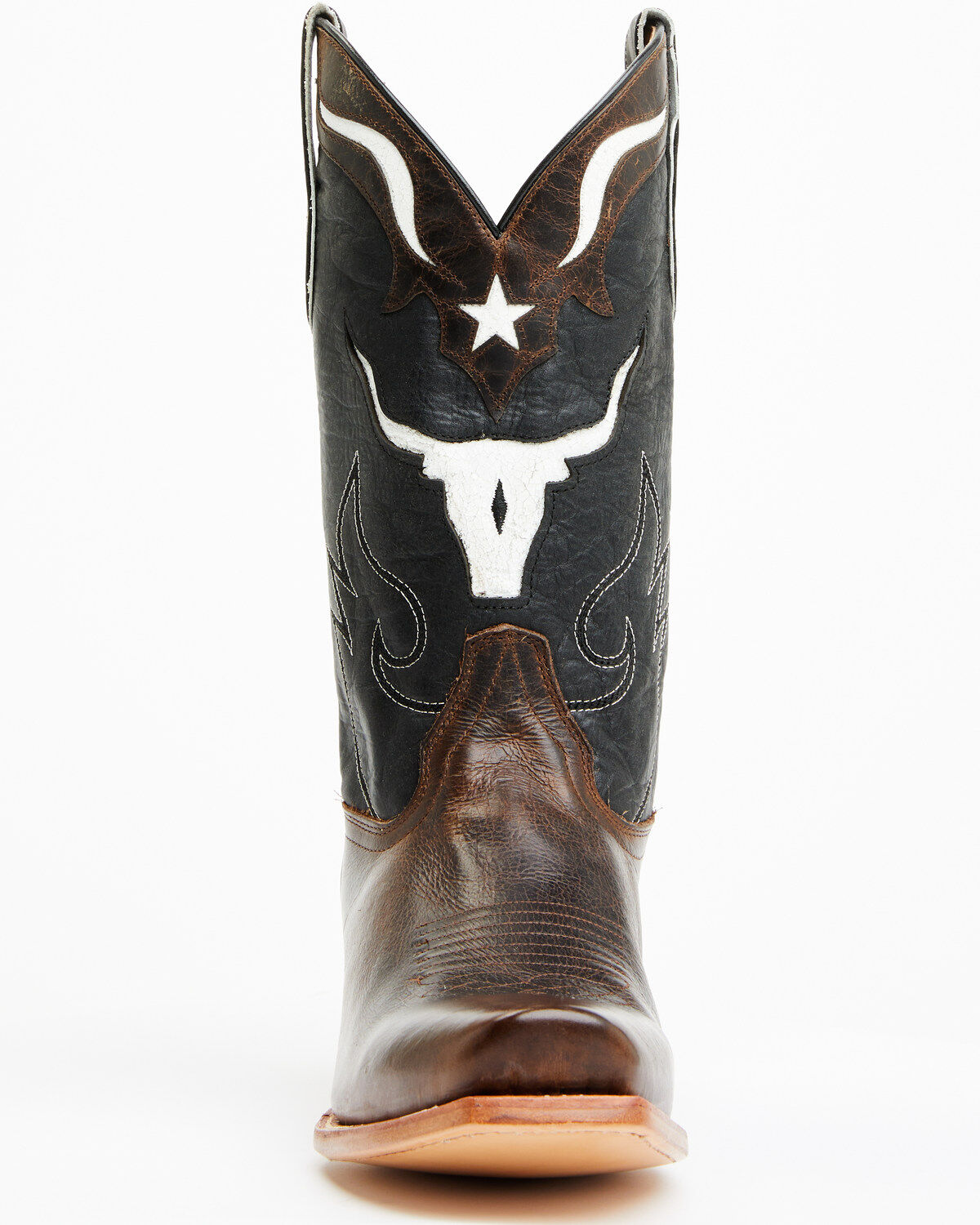Image #4 - Moonshine Spirit Men's Showtime Longhorn Inlay Western Boots - Square Toe, Brown, hi-res