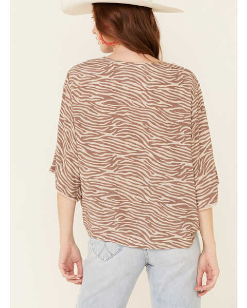 Image #4 - Ariat Women's Zebra Print Tie Front Foster Top , Multi, hi-res