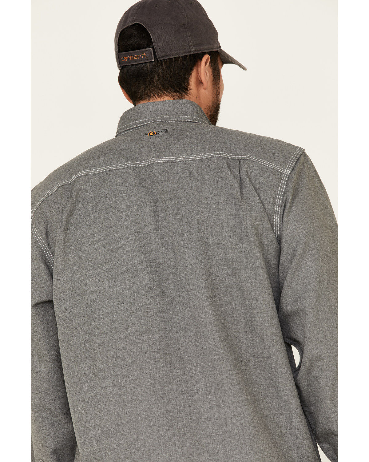 Image #5 - Carhartt Men's FR Force Lightweight Performance Woven Long Sleeve Work Shirt, Grey, hi-res
