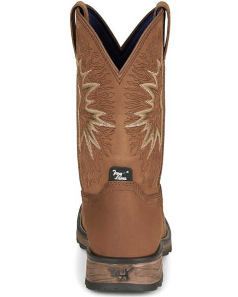Tony Lama Men's Boom Saddle Cowhide Pull-On Safety Western Work Boots - Round Toe , Tan, hi-res