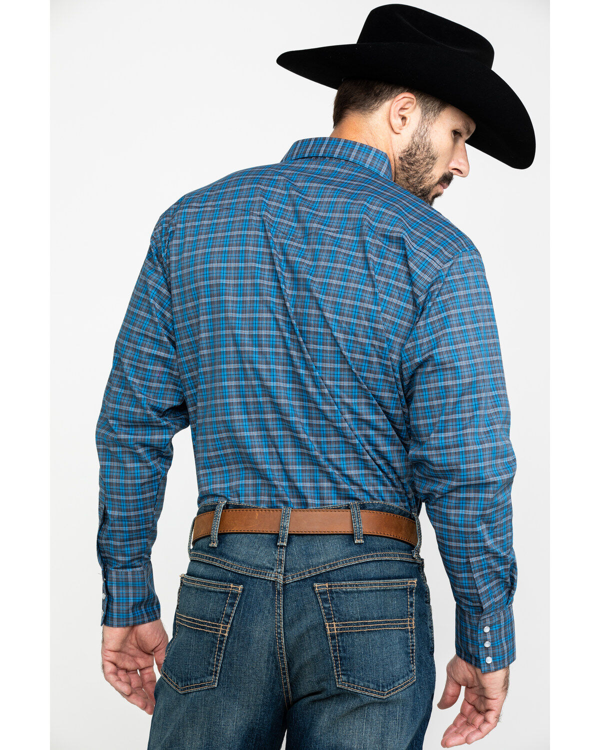 Image #2 - Wrangler Men's Wrinkle Plaid Small Multi Plaid Long Sleeve Western Shirt , , hi-res