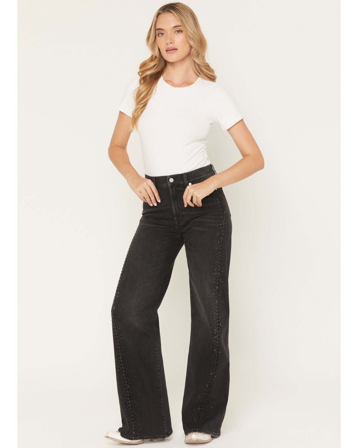 7 For All Mankind Women's Bottomline Lotta Twisted Seam High Rise Stretch Trouser Jeans, Black, hi-res