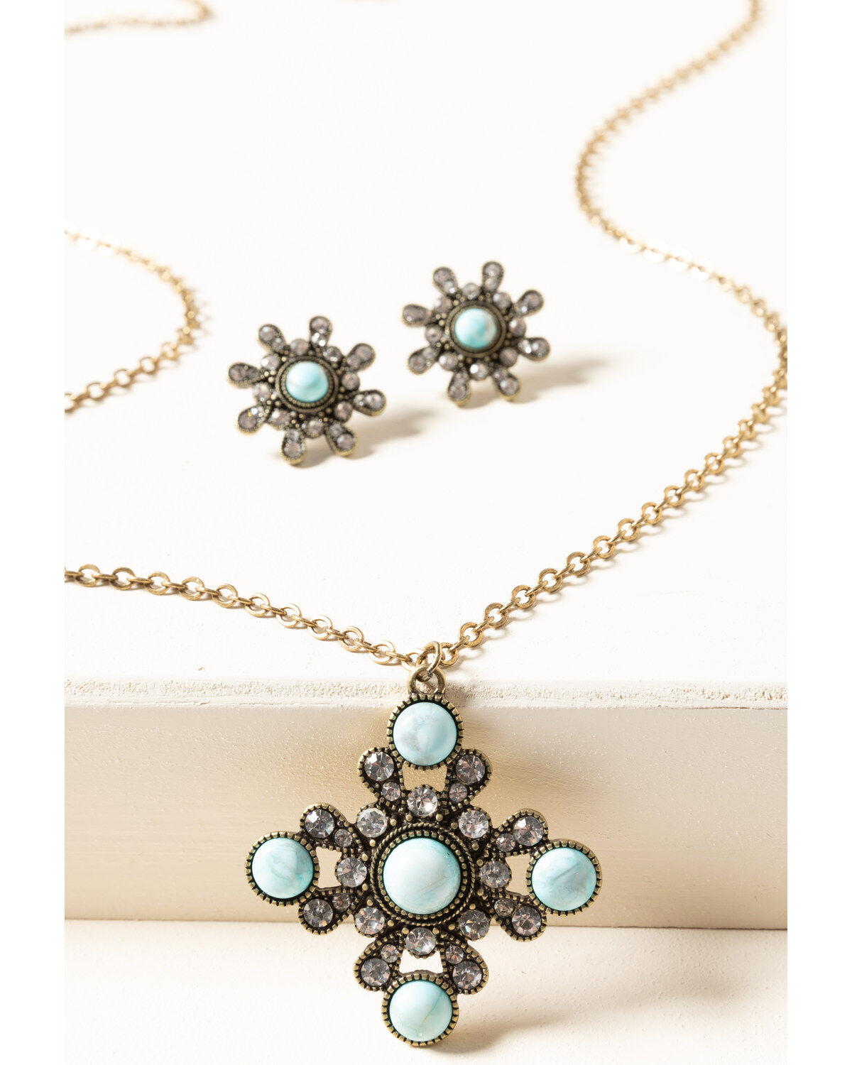 Image #2 - Shyanne Women's Gilded Gold Bling & Turquoise Jewelry Set, Gold, hi-res