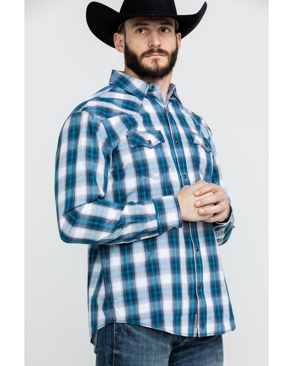 Image #3 - Moonshine Spirit Men's Azul Med Plaid Long Sleeve Western Shirt , , hi-res