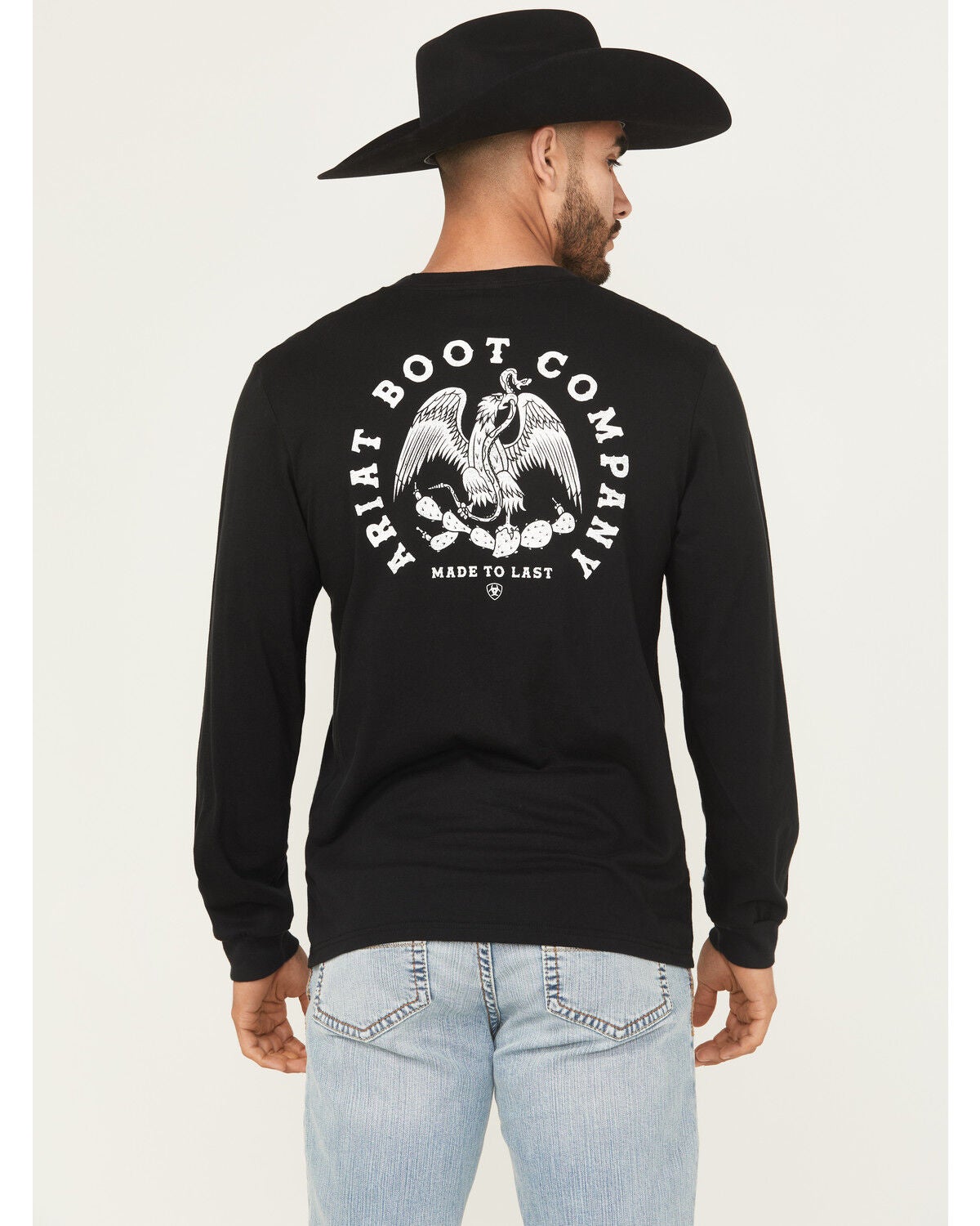 Ariat Men's Boot Barn Exclusive Logo Long Sleeve T-Shirt, Black, hi-res