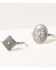 Idyllwind Women's Turquoise Beaded Silver Concho Trail Cuff Bracelet Set, Silver, hi-res