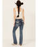 Image #1 - Grace In LA Women's Medium Wash Faux Flap Pocket Mid Rise Bootcut Stretch Denim Jeans, Medium Wash, hi-res