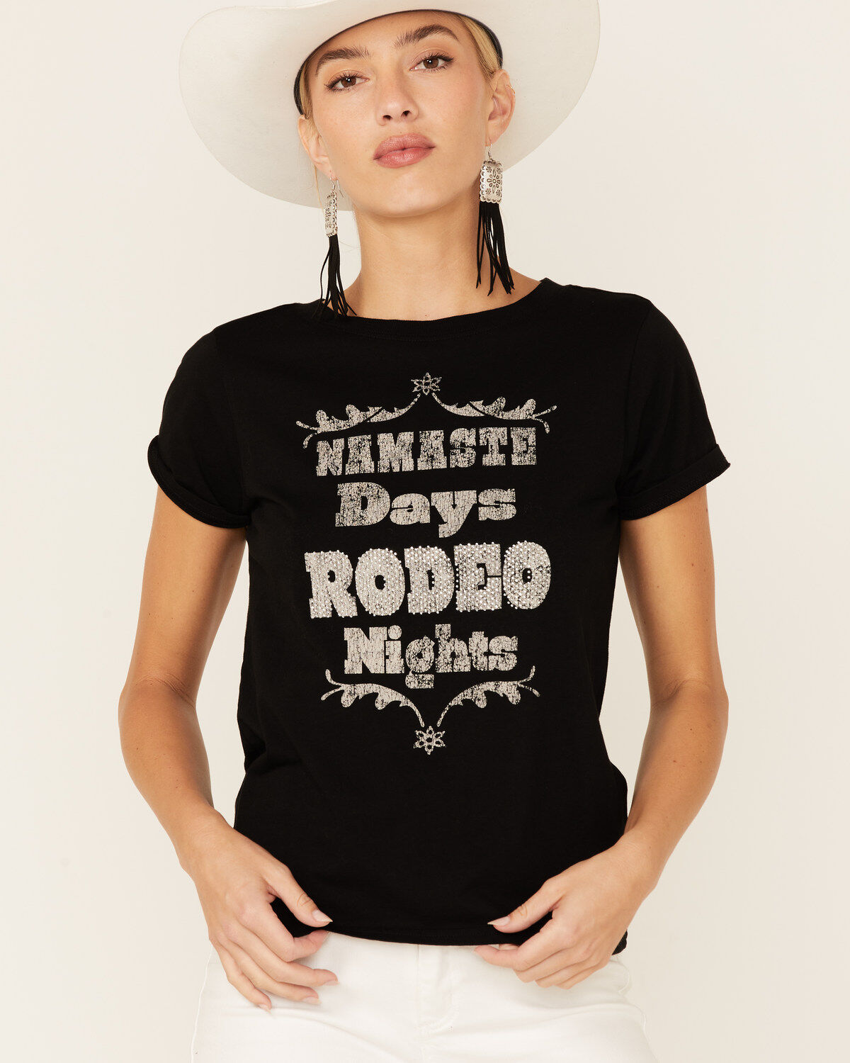 Image #1 - Shyanne Women's Namaste Days & Rodeo Nights Graphic Short Sleeve Tee , , hi-res