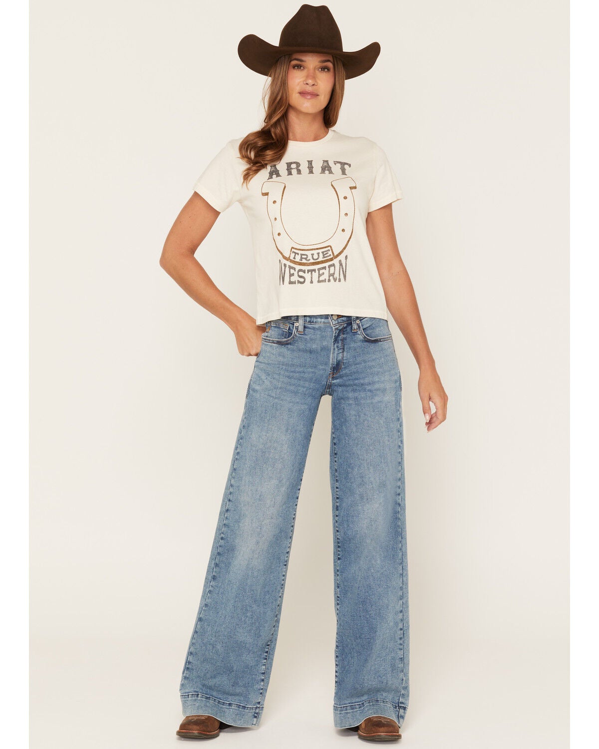 Ariat Women's Vilma Medium Wash Revel High Rise Wide Leg Ultrastretch Denim Jeans, Medium Wash, hi-res