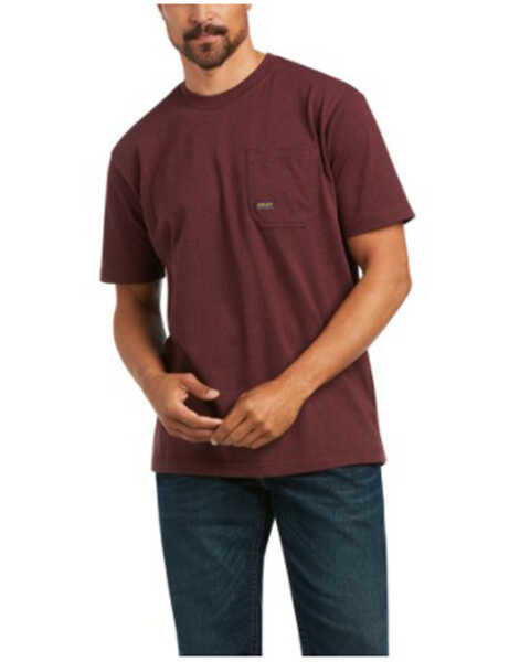 Ariat Men's Rebar Voltaic Hammer Graphic Short Sleeve Work Pocket T-Shirt , Burgundy, hi-res