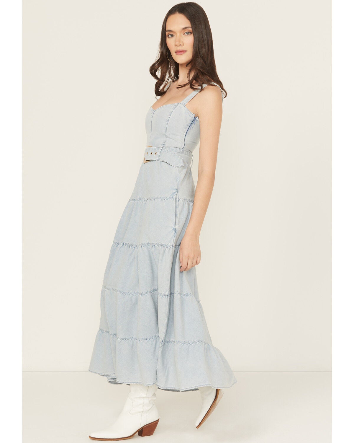 Image #1 - Show Me Your Mumu Women's Light Wash Lainey Sleeveless Denim Midi Dress, , hi-res