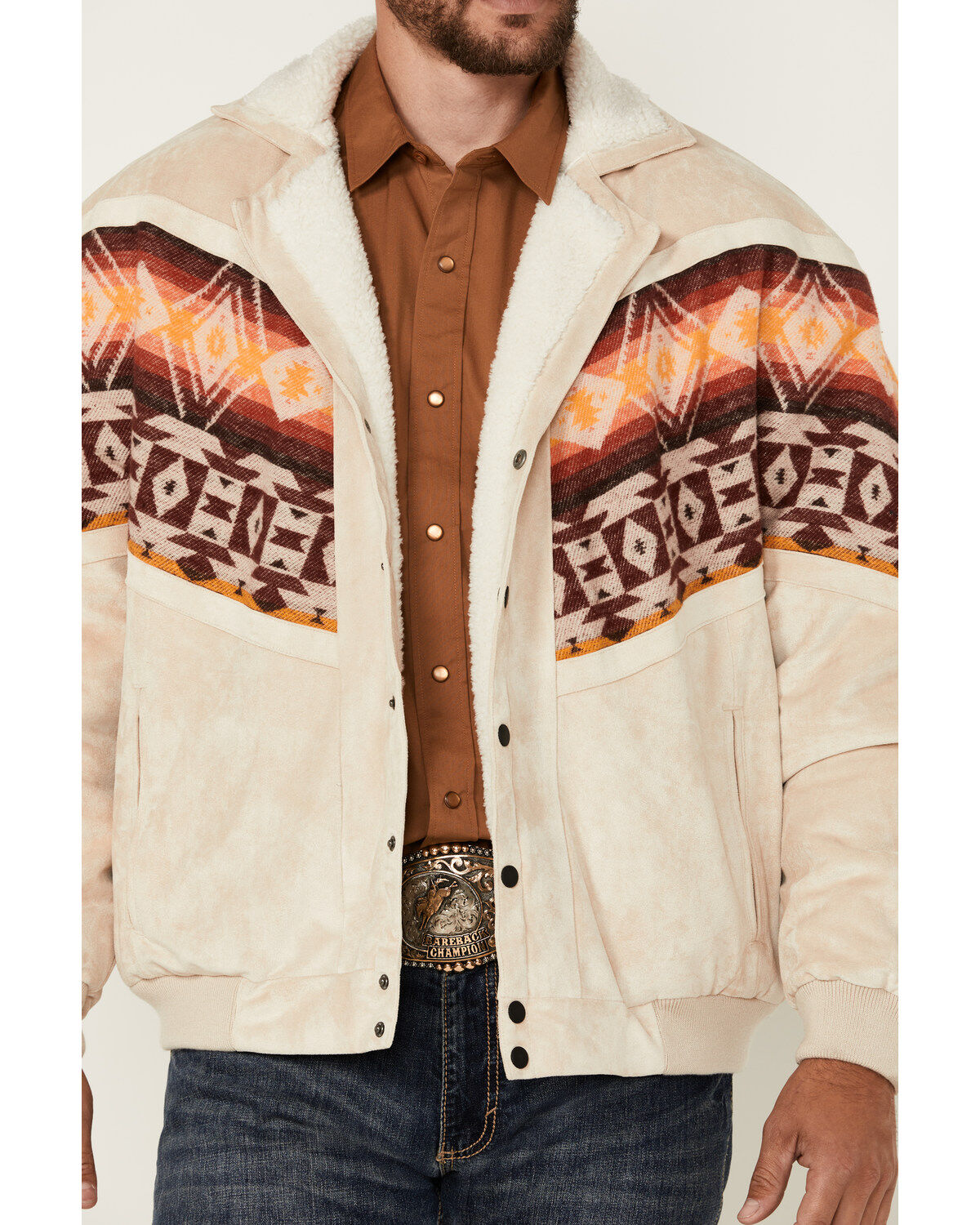 Rock & Roll Denim Men's Southwestern Border Microsuede Snap