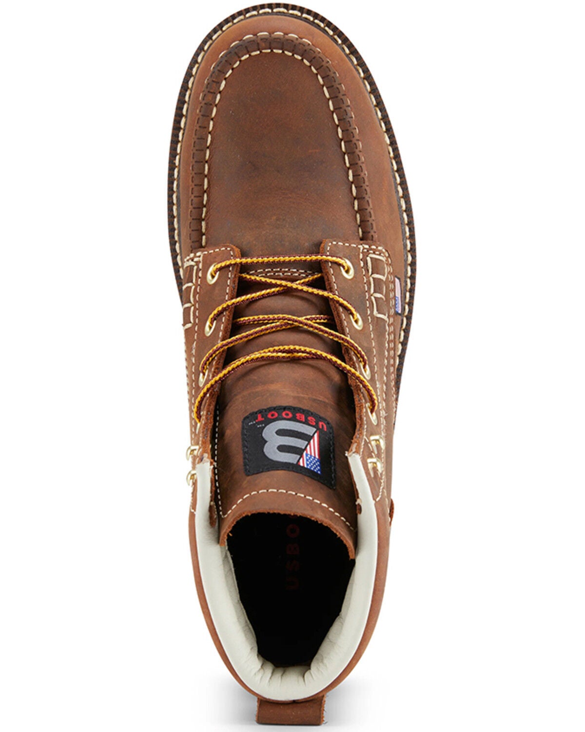 Image #3 - US Boot Men's 6" Bravo Wedge Sole Moc Work Boots - Composite Toe, Brown, hi-res