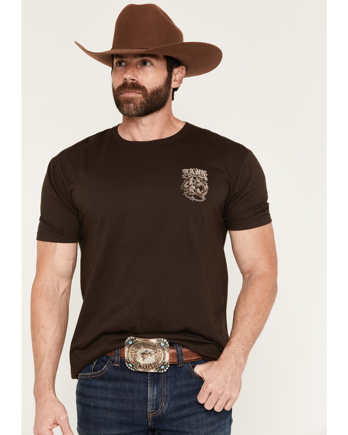 Image #2 - RANK 45&reg; Men's Barbed Wire Steer Head Short Sleeve Graphic T-Shirt, Dark Brown, hi-res