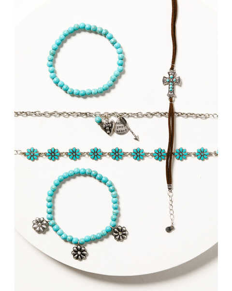 Shyanne Women's Desert Wanderer Cross Turquoise Bracelet Set, Silver, hi-res