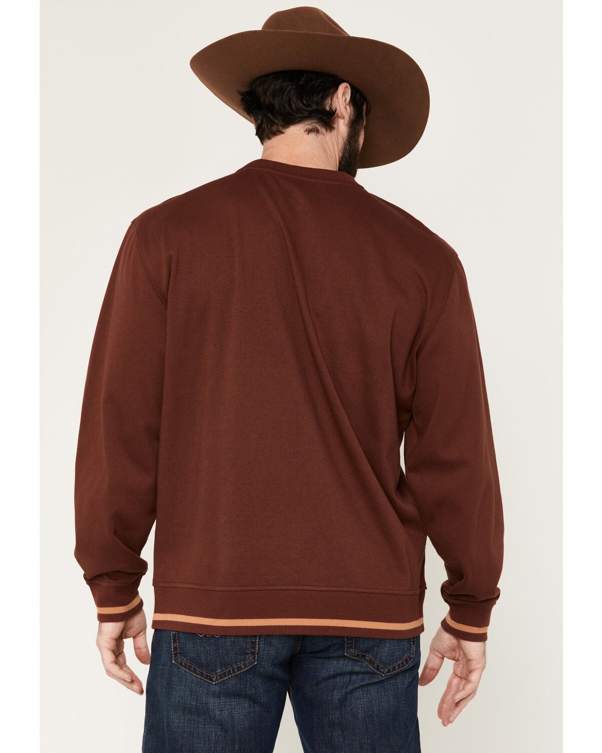 Image #4 - Cinch Men's Solid Logo Crewneck Sweatshirt, Burgundy, hi-res