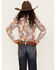 Panhandle Girls' Paisley Patchwork Print Long Sleeve Snap Shirt, Turquoise, hi-res