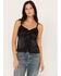 Image #2 - Shyanne Women's Button Front Lace Trimmed Tank Top, Black, hi-res