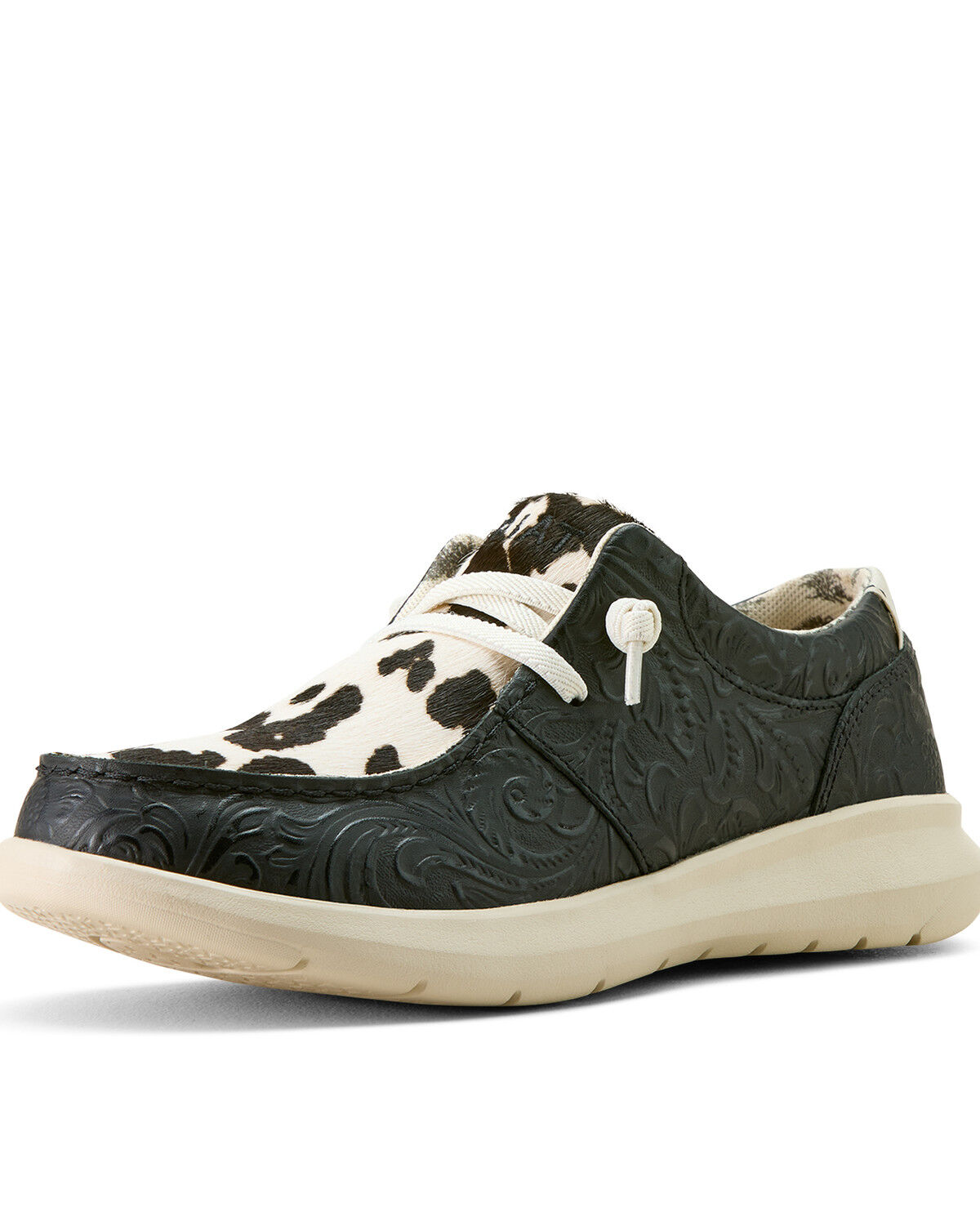 Image #3 - Ariat Women's Hair-On Tooled Hilo Casual Shoes - Moc Toe, Black, hi-res