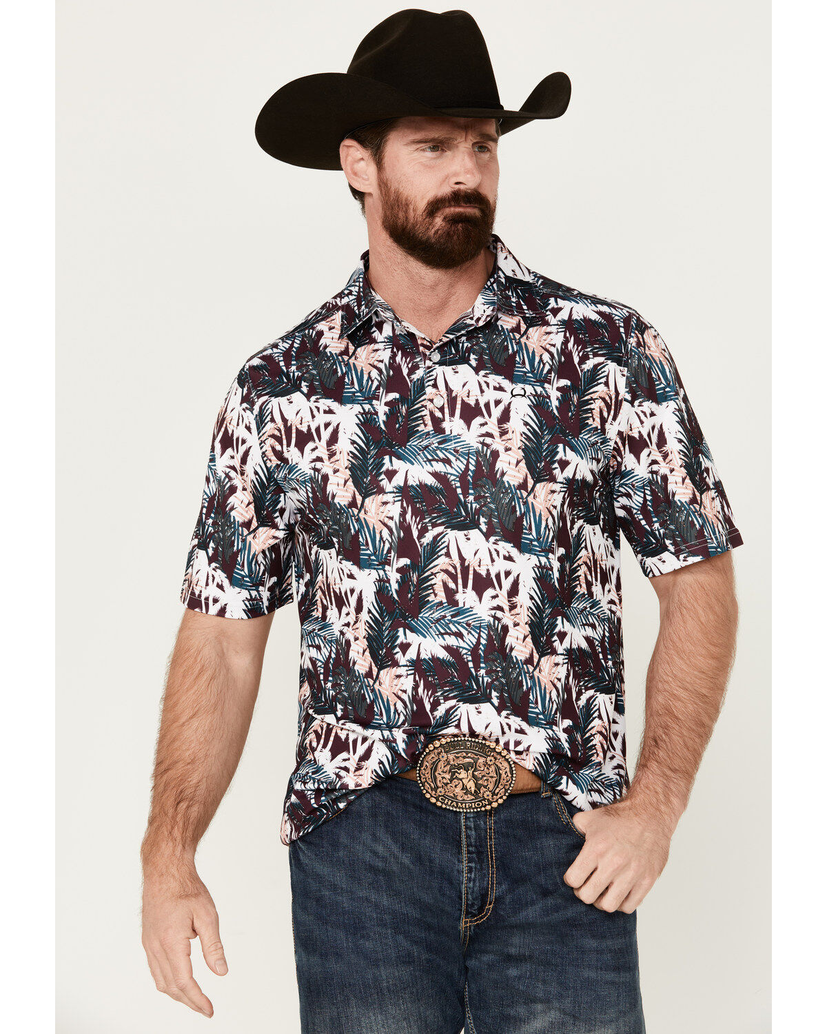 Cinch Men´s ARENAFLEX® Palm Leaf Print Short Sleeve PerformancePolo