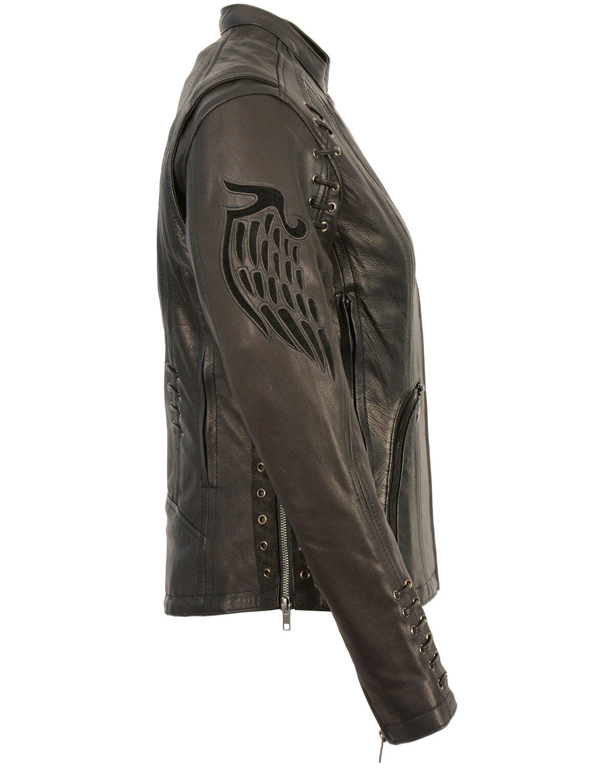Image #2 - Milwaukee Leather Women's Lightweight Scuba Racer Leather Jacket, Black, hi-res