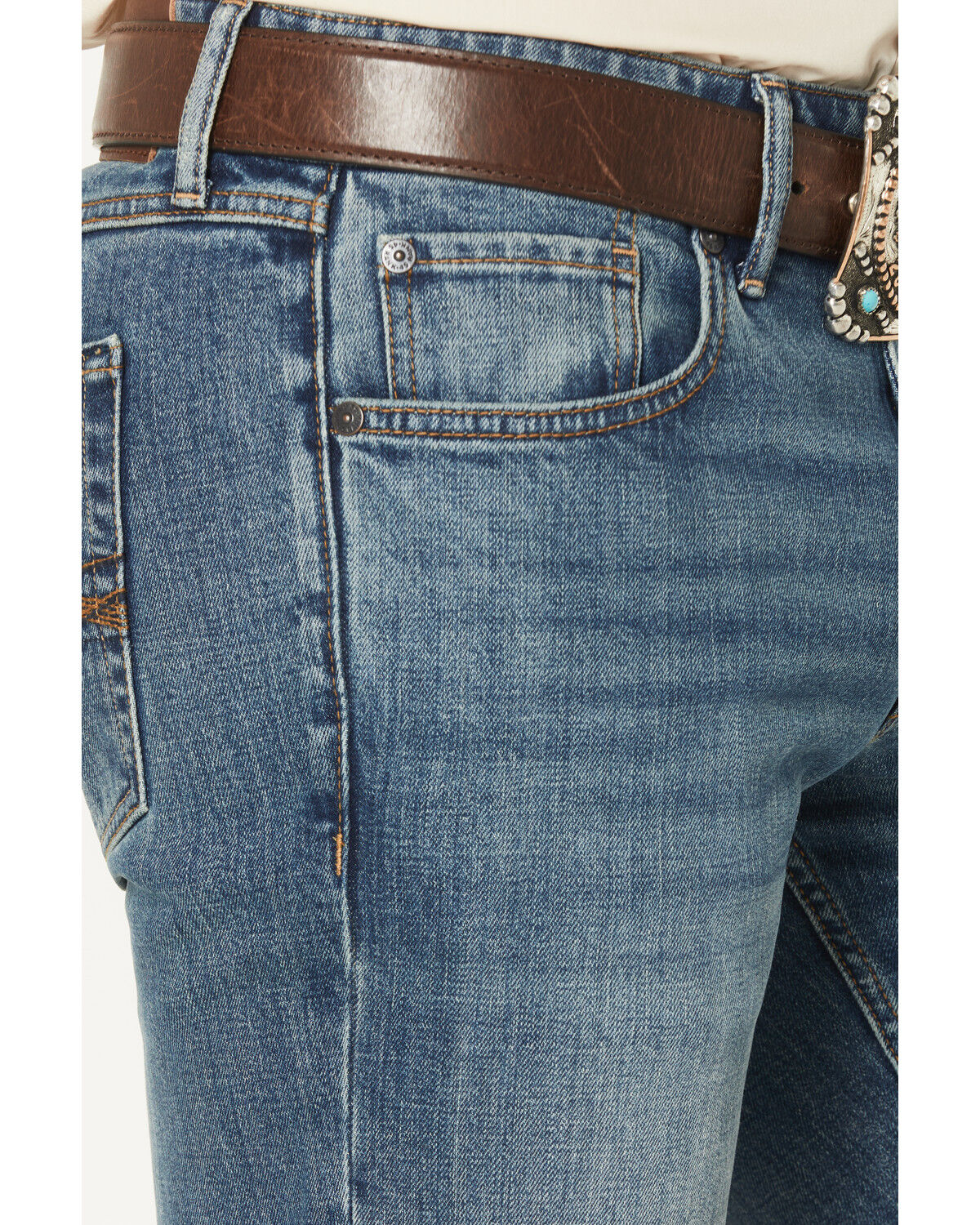 Image #2 - RANK 45® Men's Roadrunner Wash Brock Relaxed Bootcut Performance Stretch Denim Jeans, Medium Wash, hi-res