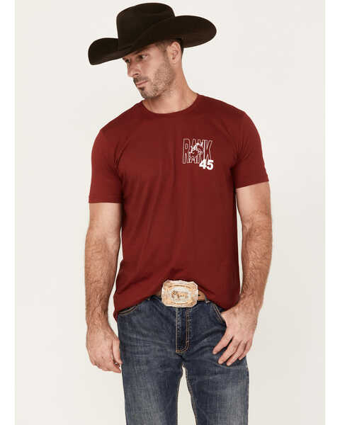 RANK 45 Men's Graphic Western T-Shirt, Burgundy, hi-res