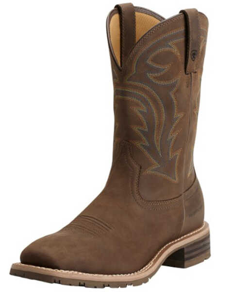 Image #2 - Ariat Hybrid Rancher Waterproof Pull On Work Boots - Square Toe, Brown, hi-res
