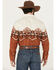 Image #4 - Panhandle Men's Southwestern Border Print Long Sleeve Snap Western Shirt, Rust Copper, hi-res