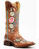 Macie Bean Women's Rose Garden Western Boots - Broad Square Toe, Honey, hi-res