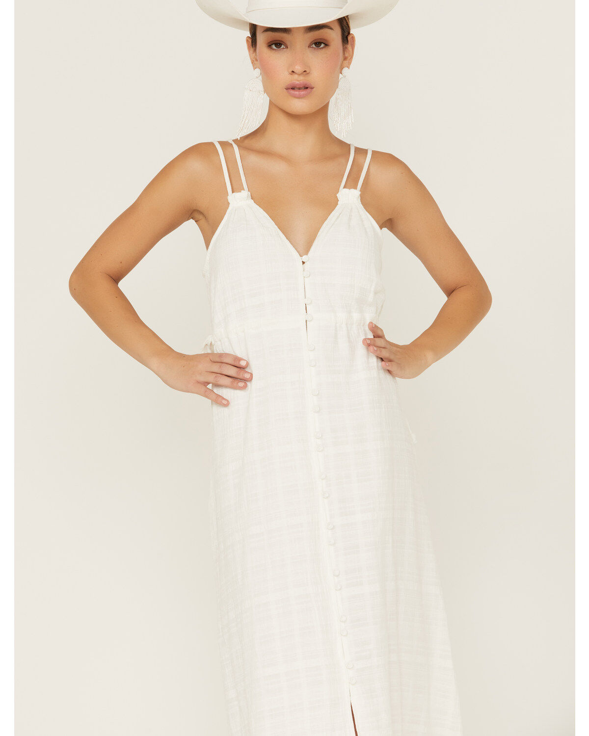 Image #2 - Wishlist Women's Side Tie Double Strap Midi Dress, Ivory, hi-res