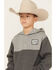 Image #2 - Cinch Boys' 1/4 Button-Down Hooded Pullover, Charcoal, hi-res