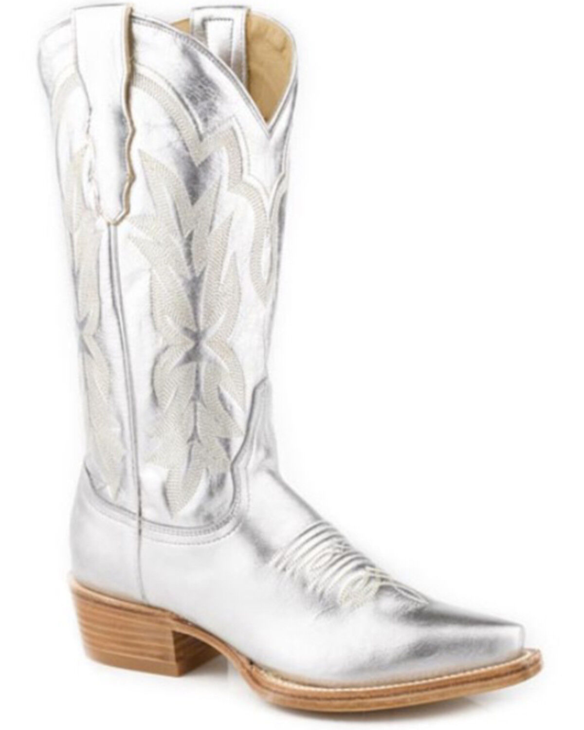 Image #1 - Stetson Women's Jolene Metallic Western Boots - Snip Toe, Silver, hi-res