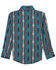 Image #2 - Wrangler Boys' Checotah Southwestern Striped Print Long Sleeve Snap Western Shirt, Teal, hi-res