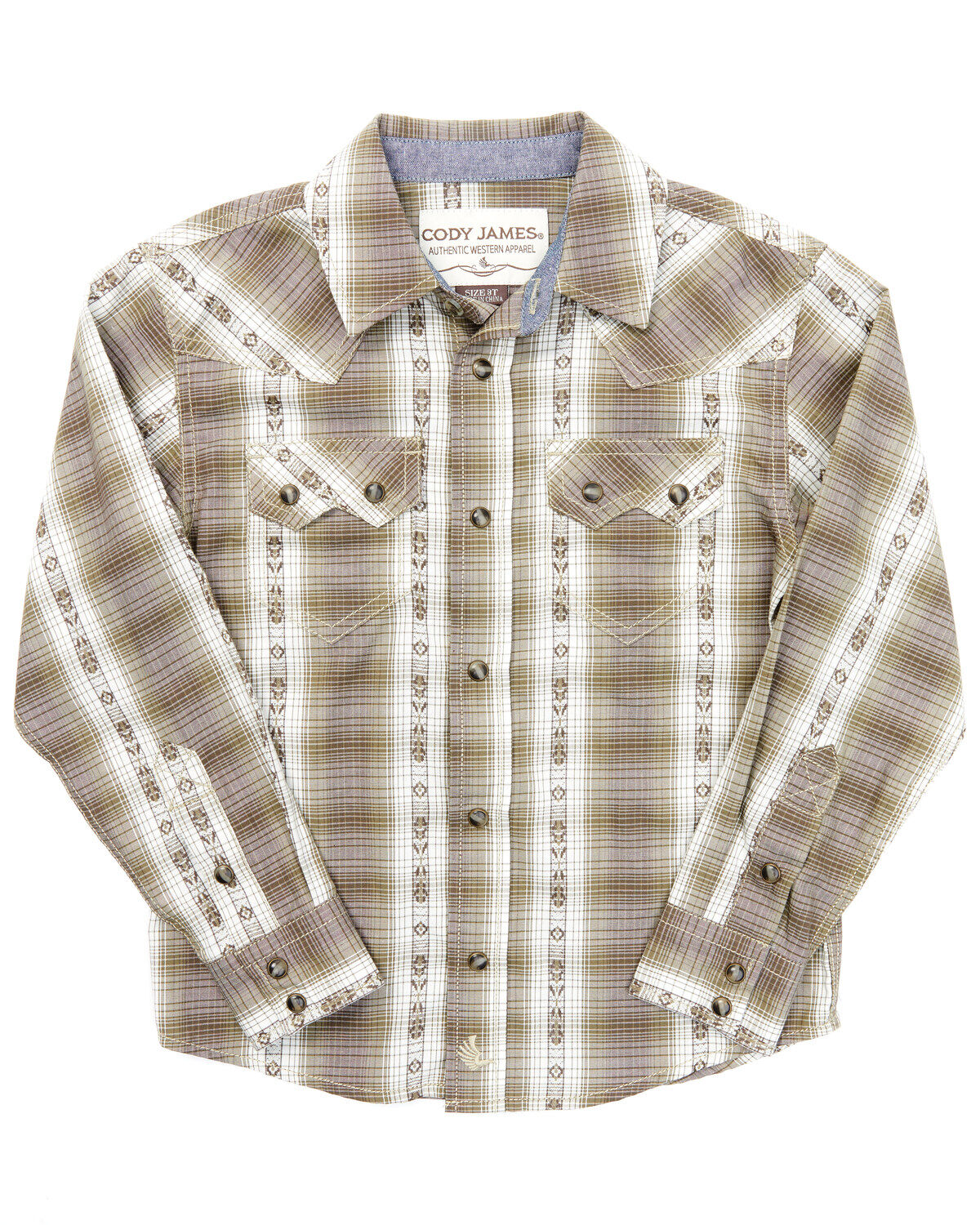 Image #1 - Cody James Toddler Boys' Lanyard Stripe Long Sleeve Snap Western Shirt, , hi-res