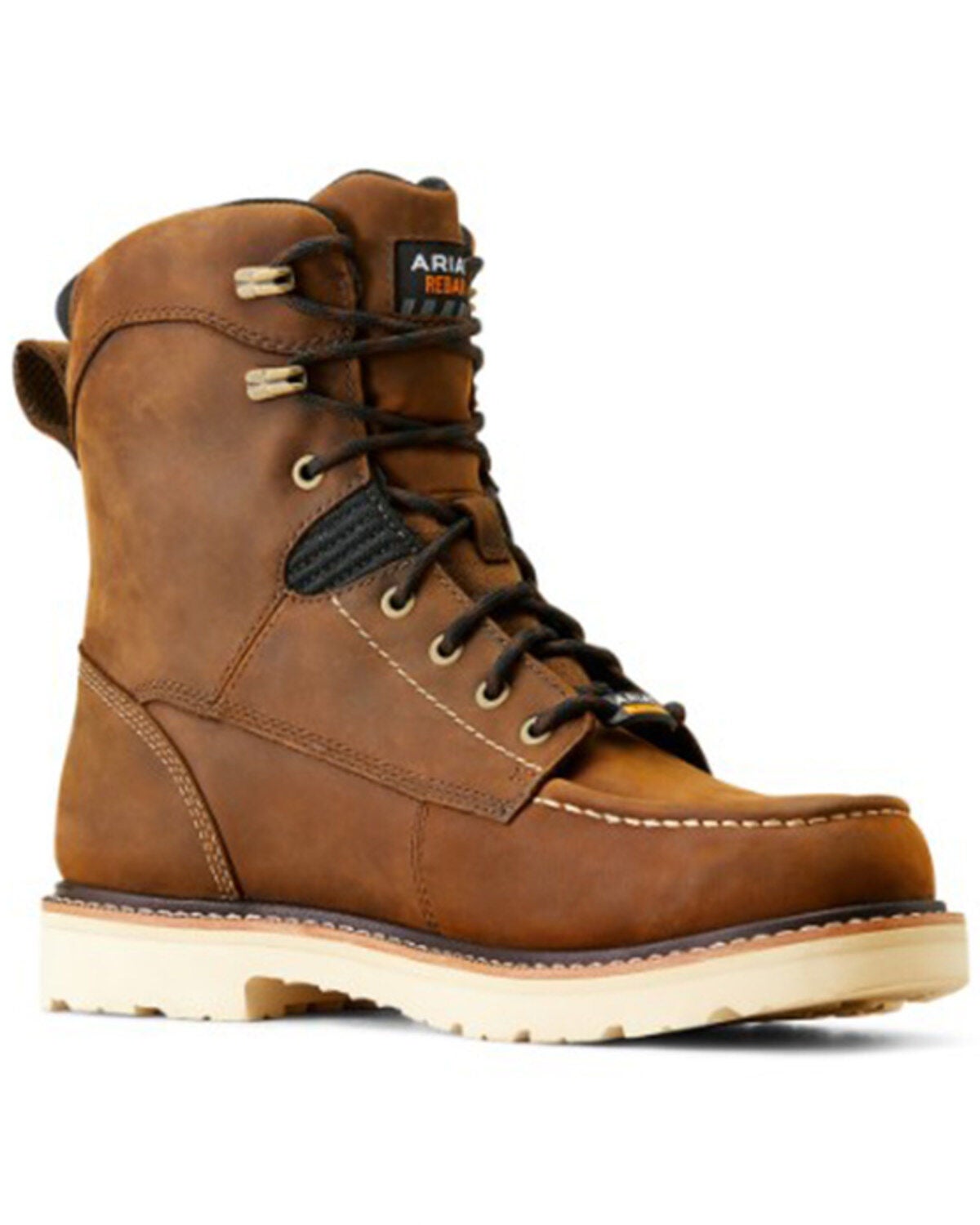 Ariat Men's Rebar Lift 8" Waterproof Lace-Up Work Boots - Moc Toe, Brown, hi-res