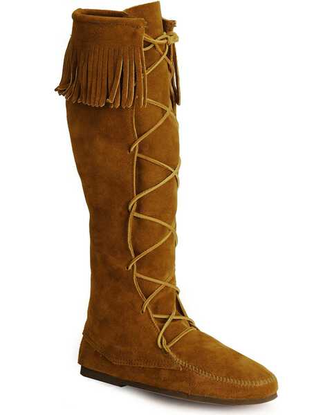 Image #1 - Minnetonka Men's Lace-Up Suede Knee High Boots, , hi-res