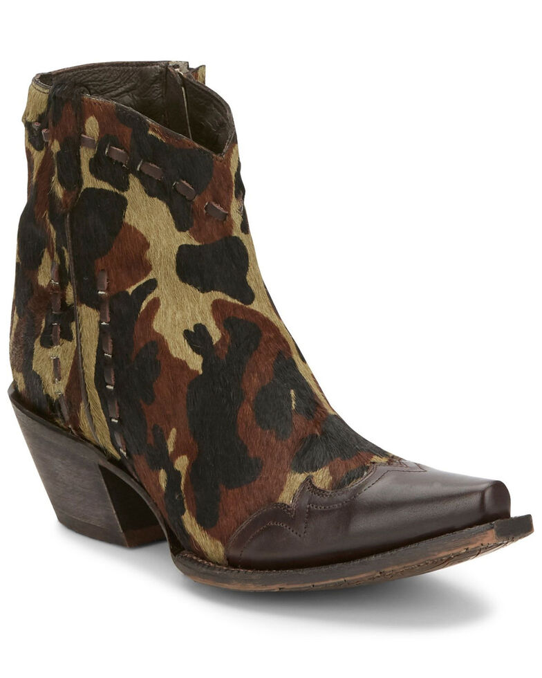 camouflage open toe booties